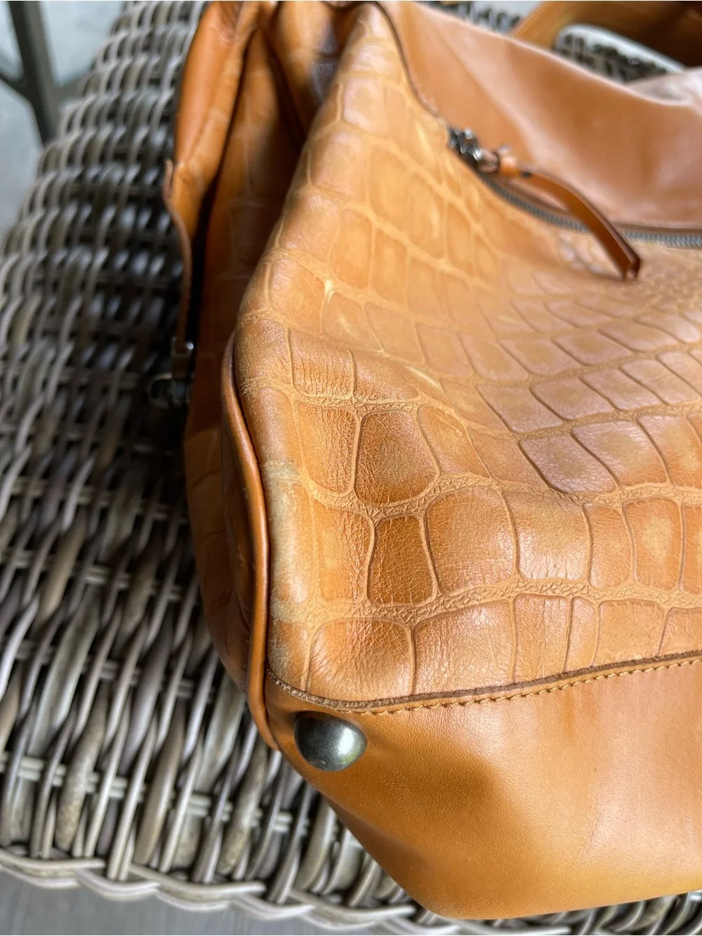 Velez Leather Satchel Bag with Embossed Texture